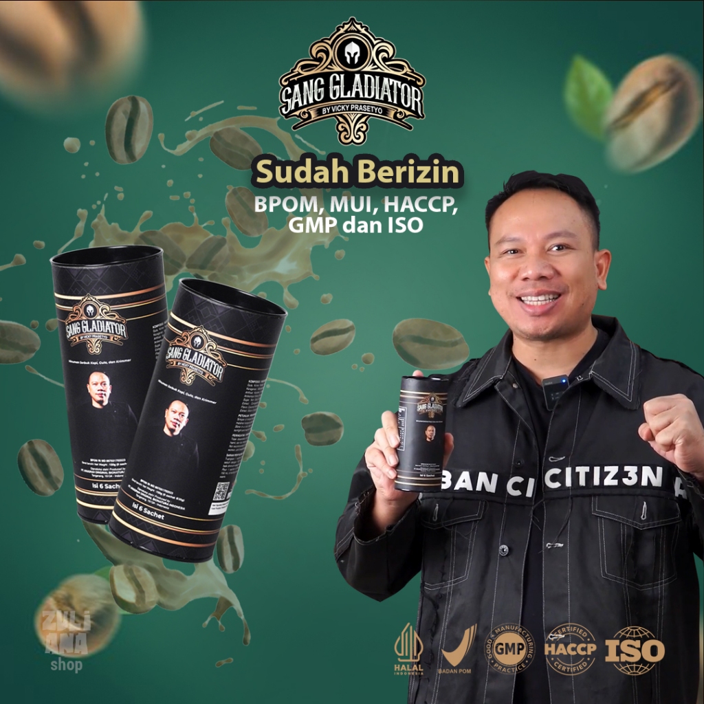 

Kopi Sang Gladiator by Vicky Prasetyo Original Kopi Pria Sejati bersertifikasi Hallal dan BPOM