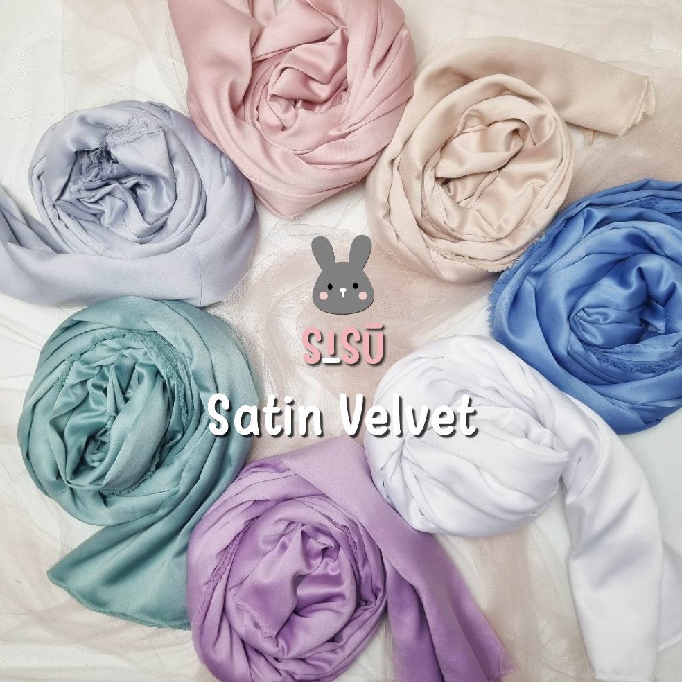 ART J16E 1 Meter Kain Satin Sutra Velvet Bahan Dress Bridesmaid Kebaya Furing Hijab Warna Sage Green