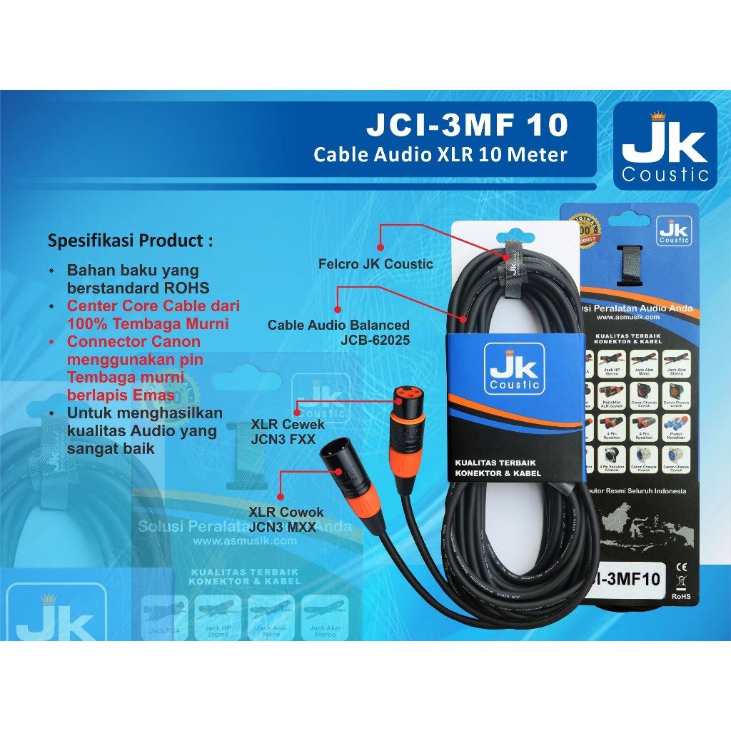 Cable Audio JCI-3MF 10 Kabel Mic Jk Coustic 10 meter
