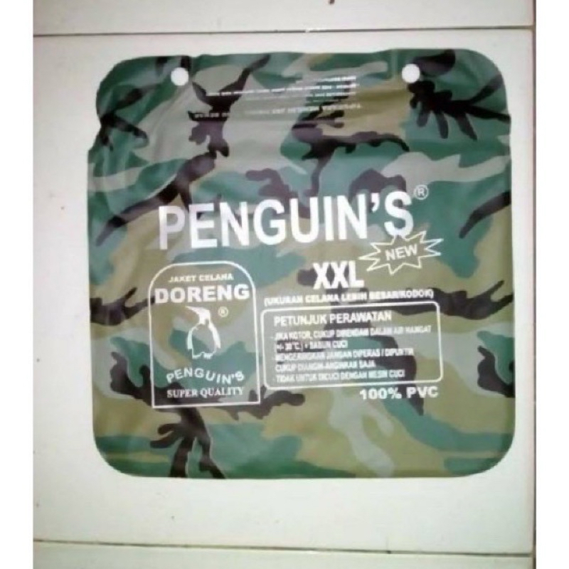 Jas Hujan Stelan Doreng Army Penguin Loreng TNI Tebal XXL Pinguin Setelan Jaket Celana Penguins
