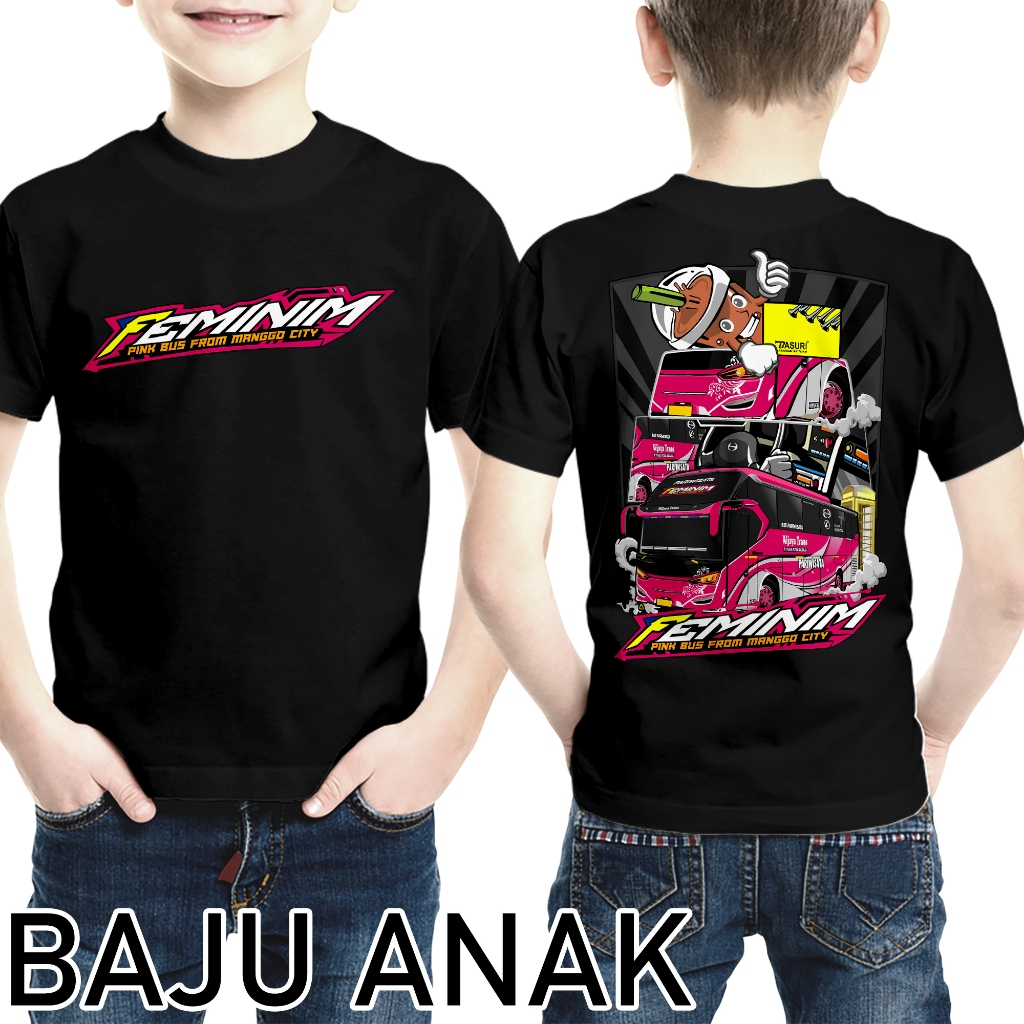 KAOS ANAK BUS MANIA FEMINIM USIA 1-12 TAHUN BAJU ANAK KAOS BUS - KAOS MOBIL COTTON COMBED 30S