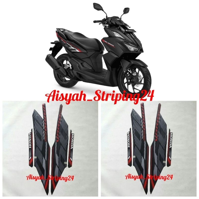STIKER STRIPING LIS BODY MOTOR HONDA VARIO 160 2023-2024 HITAM DOFF