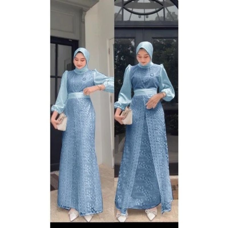 MALIVA - GAMIS DRESS BAJU PREMIUM PESTA BRUKAT TILE SATIN IMPORT S M L XL XXL JUMBO FASHION MUSLIM W