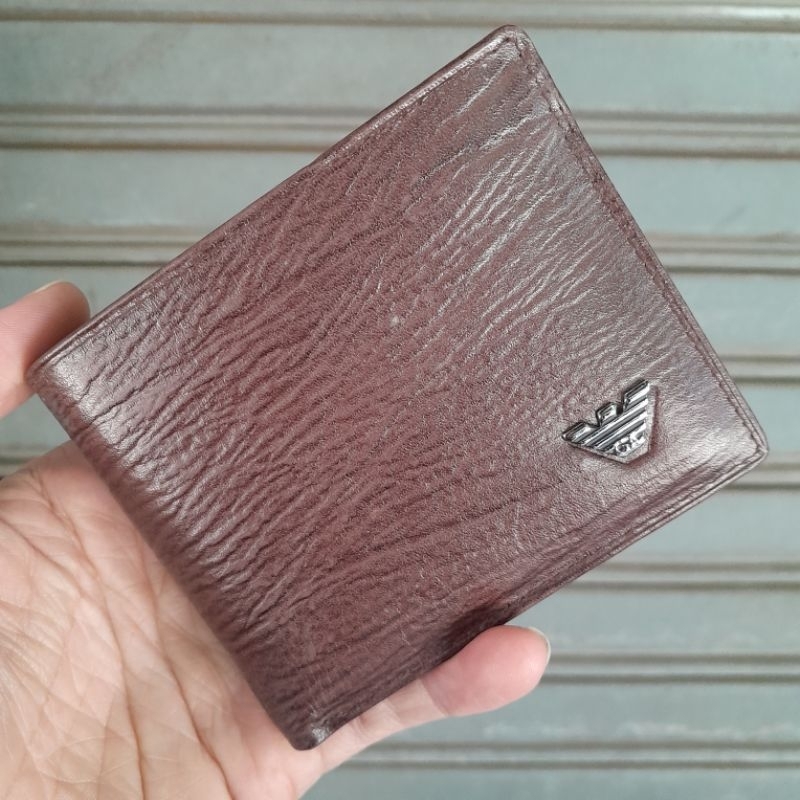 DOMPET PRIA KULIT ASLI BAHAN URAT COKLAT TUA GIORGIO ARMANI/ KSA17