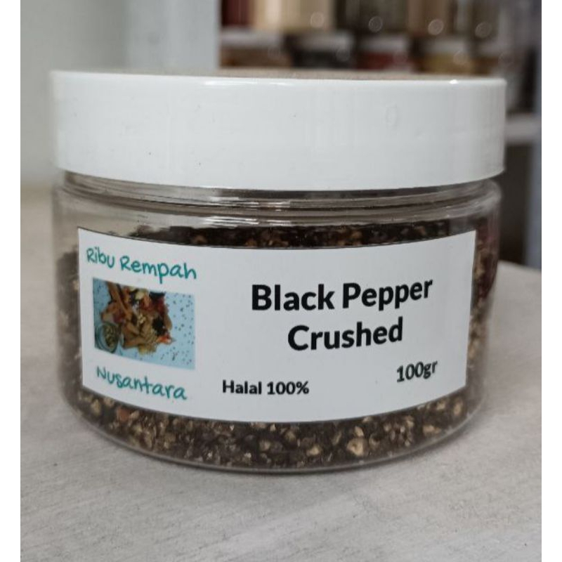 

100gr Black Pepper Crushed / Merica Hitam Kasar / Lada Hitam Kasar kemasan Toples / Jar