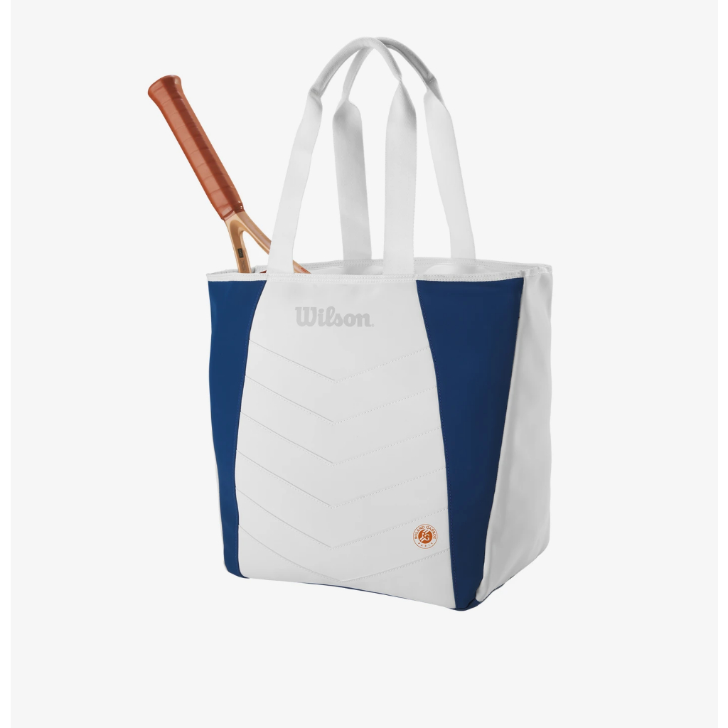 Tas Tenis Wilson Roland Garros 2024 Wilson Totebag White Blue Brown Wilson Roland Garros Tote Bag Or