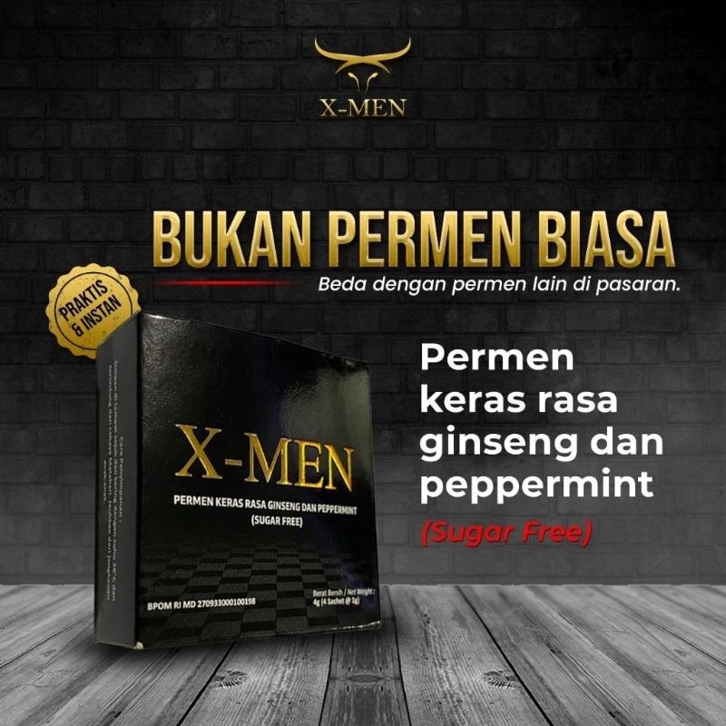 XMEN  1 BOX permen obat kuat penambah stamina pria dewasa 100% ber BPOM Isi 4 permen
