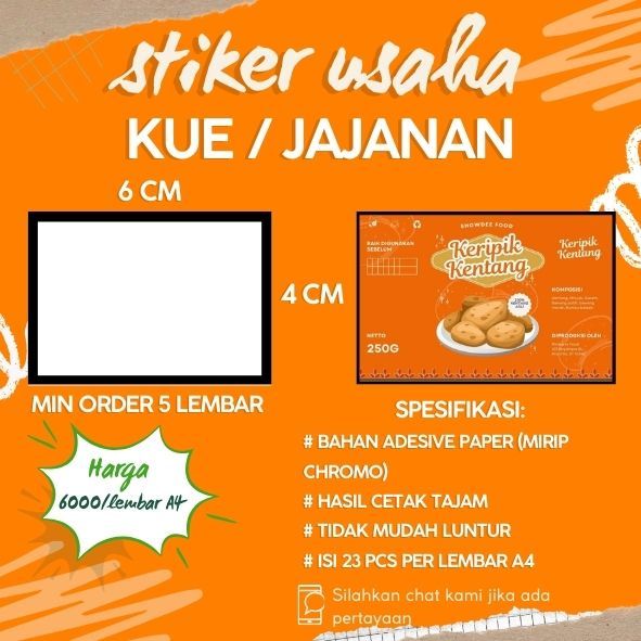 

Stiker Label Usaha/ Stiker Kemasan / Stiker Produk makanan,kue,jajanan(template K006 sampai K010)