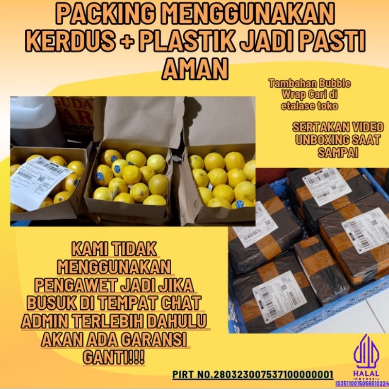 

Jeruk Lemon California Trolok UK kecil 1kg HALAL & PIRT ada GARANSI GANTI