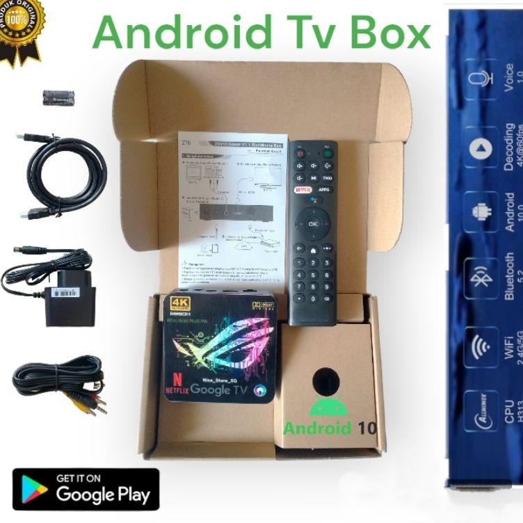 WK New STB Android TV BOX OS 1 RAM 28GB ZTE V5 Root Sudah Unlock Full Aplikasi