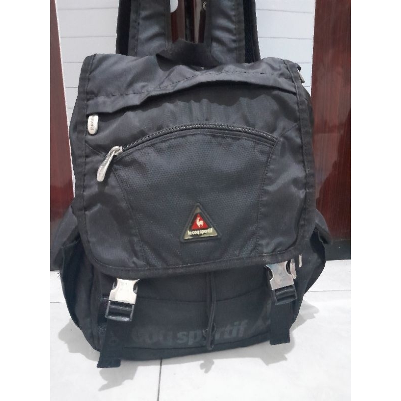Ransel  Le Coq Sportif original branded lengkap tag besi embos monza bag preloved
