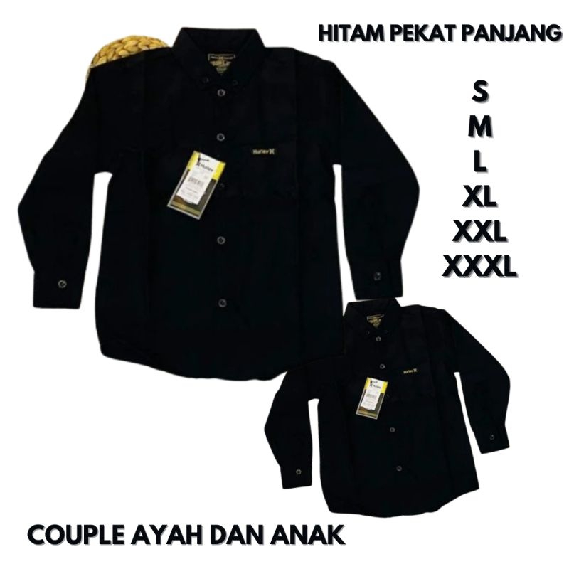NEW couple sweet || kemeja Hem polos ayah dan anak lengan panjang cowok katun viral ready banyak var