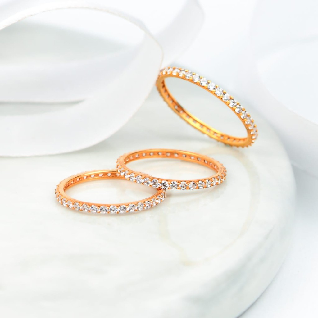 Cincin Emas Listring Full Mata Putih - Toko Emas Gadjah