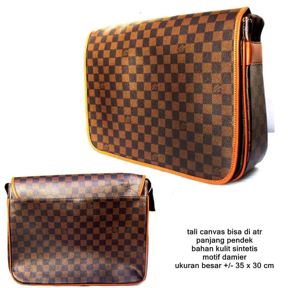 Tas Pria selempang Kulit  Brown Jumbo Crossbody