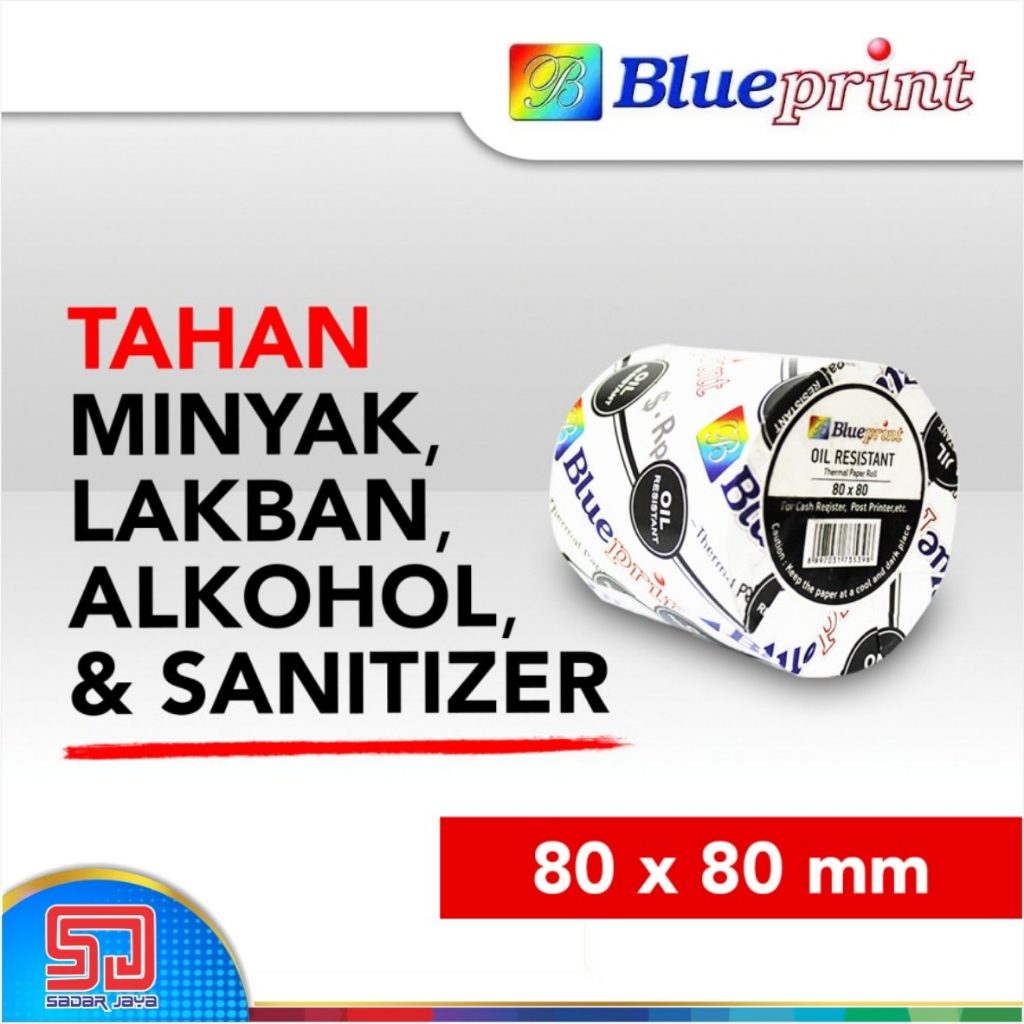 

Blueprint Paper Thermal Oil Resistant 80x80 mm Kertas Struk 80 x 80 mm Tahan Minyak / Lakban / Checker Dapur