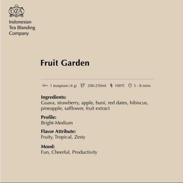 

RB22 OZA Tea - Fruit Garden Artisan Tea - Fruit Tea Specialty Grade Teh Premium 40 gram (10 cups)