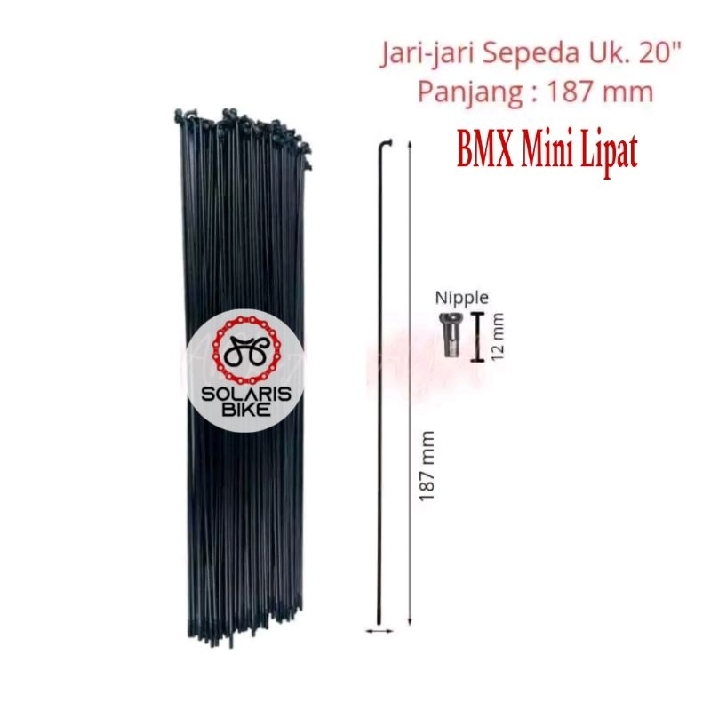Spoke Jari Ruji Sepeda Mini Lipat Folding Bmx 20 inch Hitam 2roda