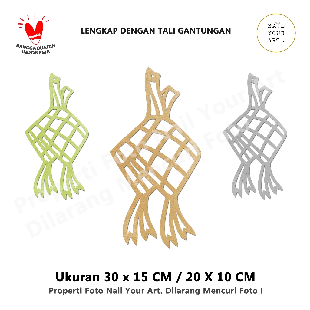 Dekorasi Lebaran Gantungan BESAR - KETUPAT 30x15cm - Hiasan Idul Fitri Ramadan