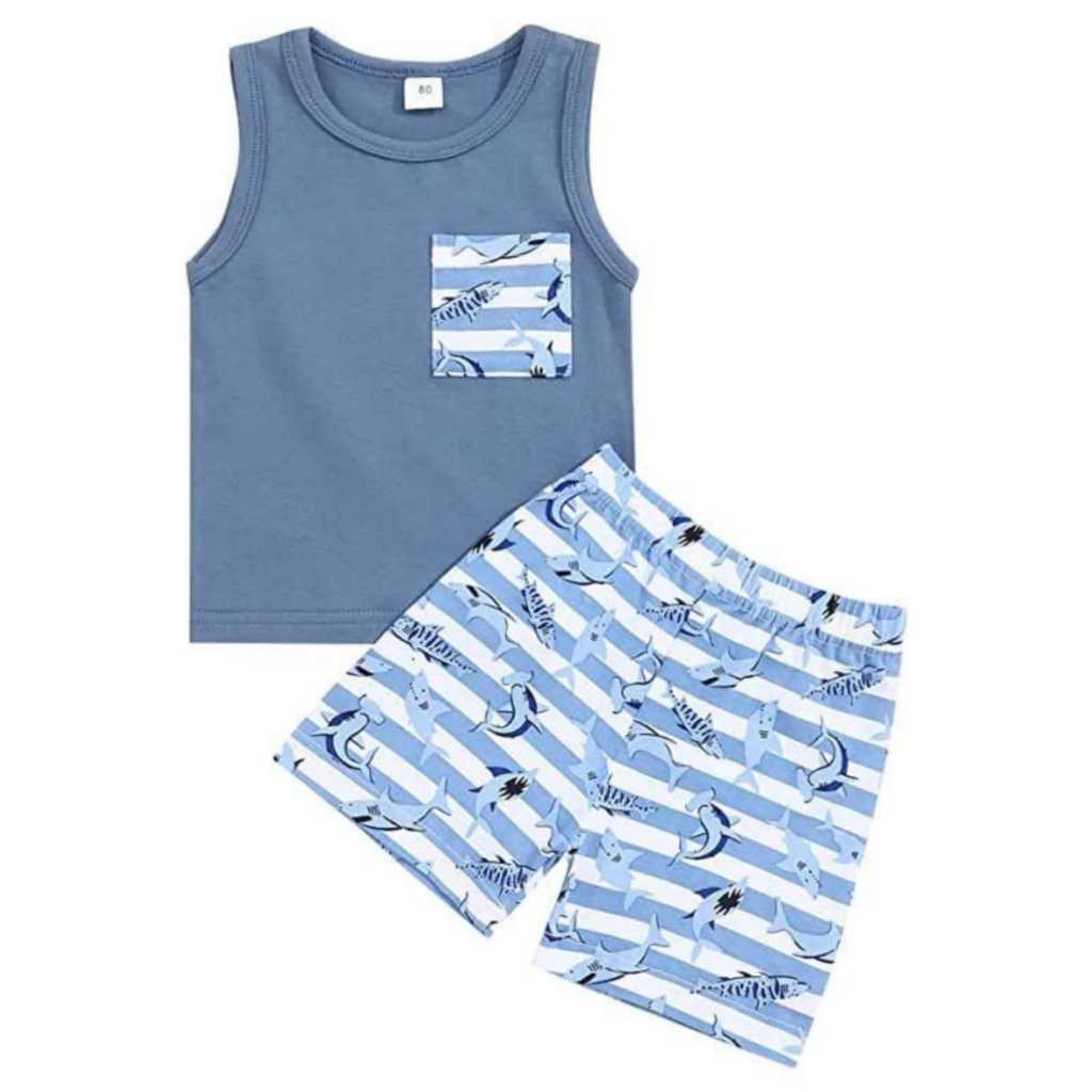 SINGLET BAJU ANAK BABY SHARK KANTONG