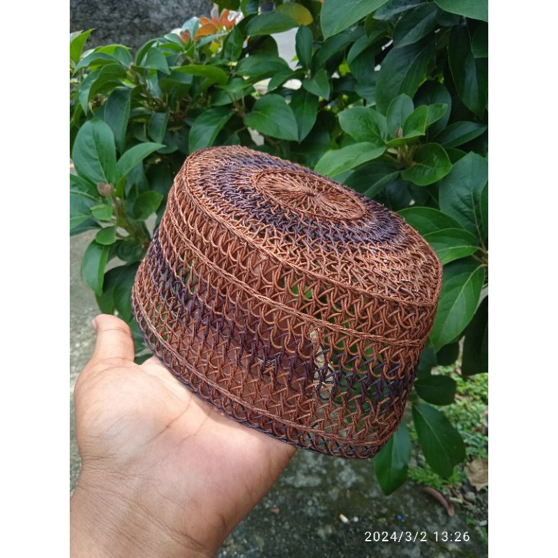 Peci Rotan Peci Akar Jangang Coklat komb Hitam