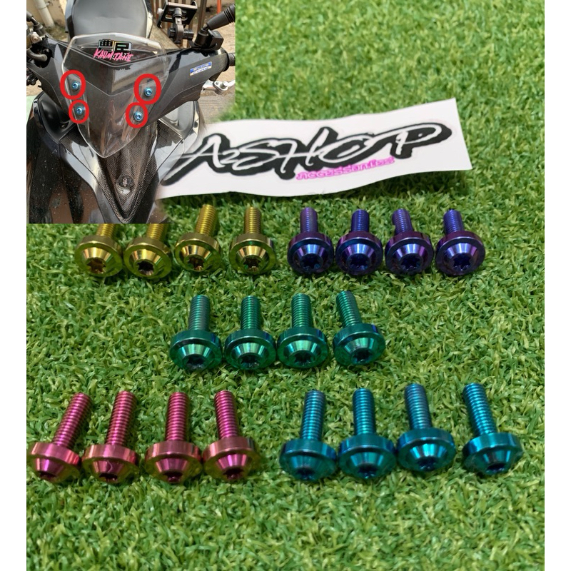 BAUT TITANIUM VISOR AEROX HARGA 4 BAUT