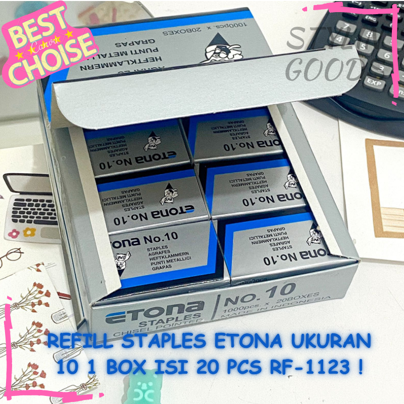 

1 BOX 20 PCS REFIL ISI STAPLER STEPLES ETONA No.10 ORIGINAL 100% PERLENGKAPAN SEKOLAH KANTOR PAKET 1 BOX ISI 20 PCS TERBARU BISA COD