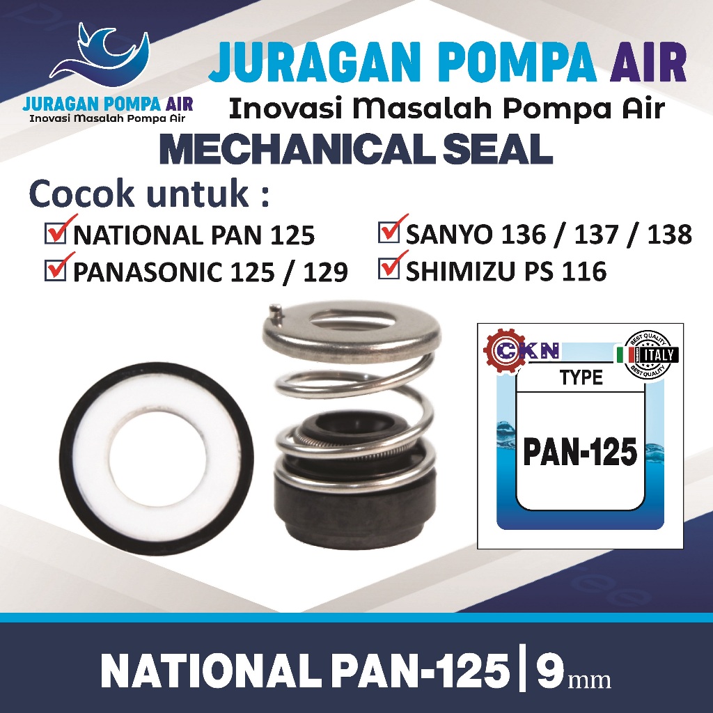MECHANICAL SEAL POMPA AIR NATIONAL 125 / GP 125 SIL MEKANIK NASIONAL NAT 125 SPAREPART - CKN PAN-125