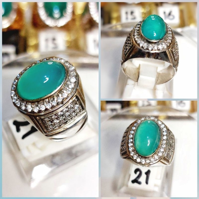 Cincin Perak Batu Bacan Doko Crystal◇Size Mini Kantoran