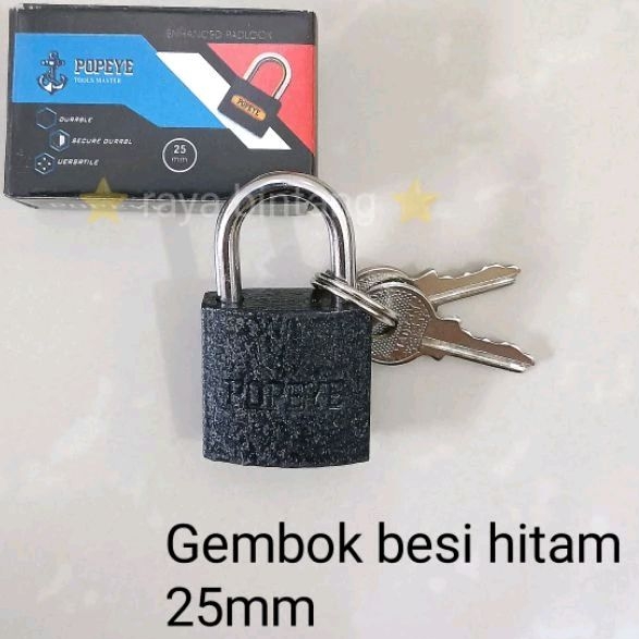 Gembok besi hitam 25mm kecil tas koper laci lemari loker pagar
