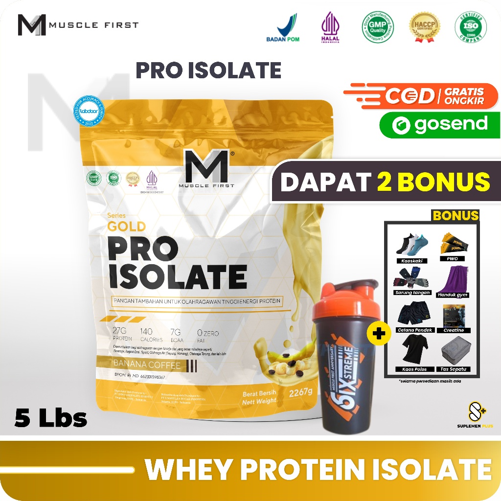 Muscle First Pro Isolate 5 Lbs Whey Protein Isolate Susu Diet Suplemen Fitness Gym HALAL BPOM