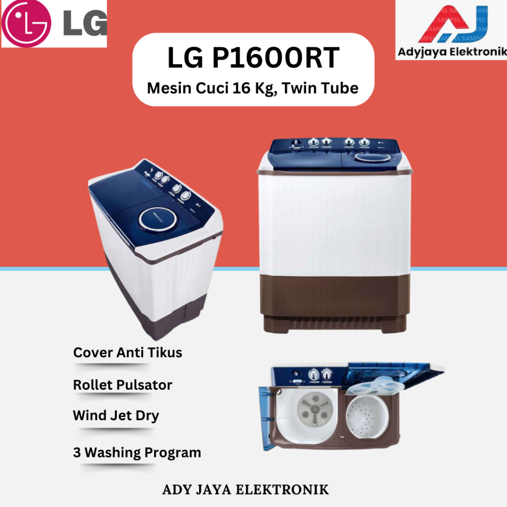 MESIN CUCI 2 TABUNG LG P1600RT