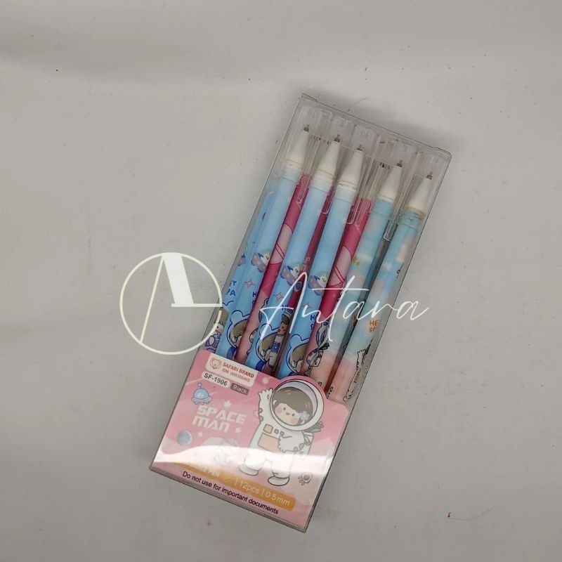 

12 PCS Pulpen Hapus / Ballpoint erasable/ Tinta Hitam Bisa Dihapus Safari