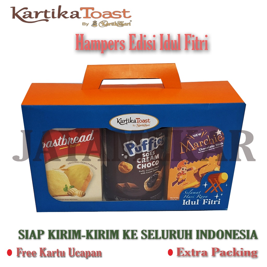 

Paket kue lebaran hampers Minipack kartika sari toast parcel free kartu ucapan selamat paket parsel siap kirim hadiah hamper kartikasari