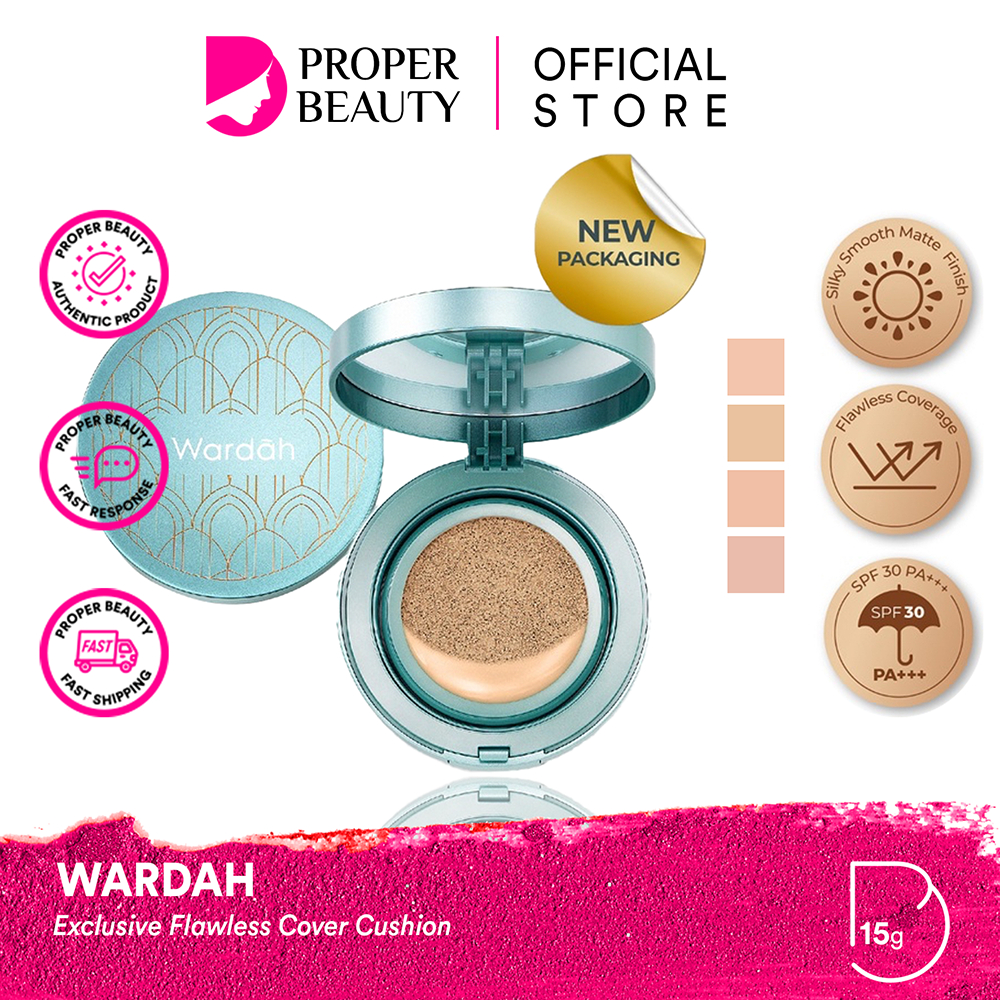 WARDAH Exclusive Flawless Cover Cushion Indonesia / Cushion Wajah 15g / Silky Smooth Matte Finish Fl