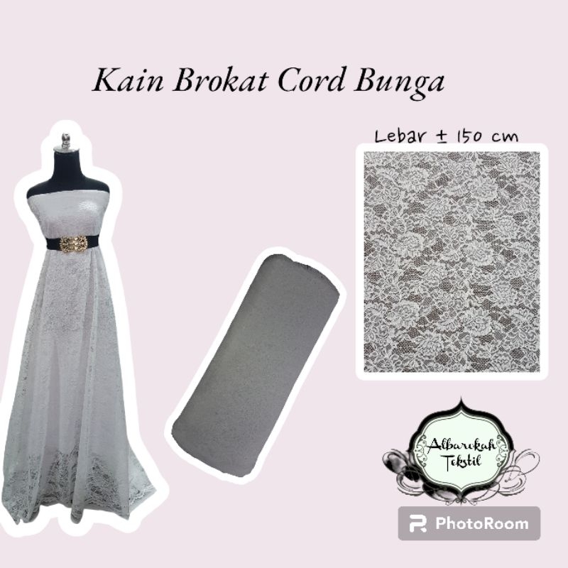 Bahan Kain Brokat Kebaya Cord Bunga / kain brukat halus lembut murah