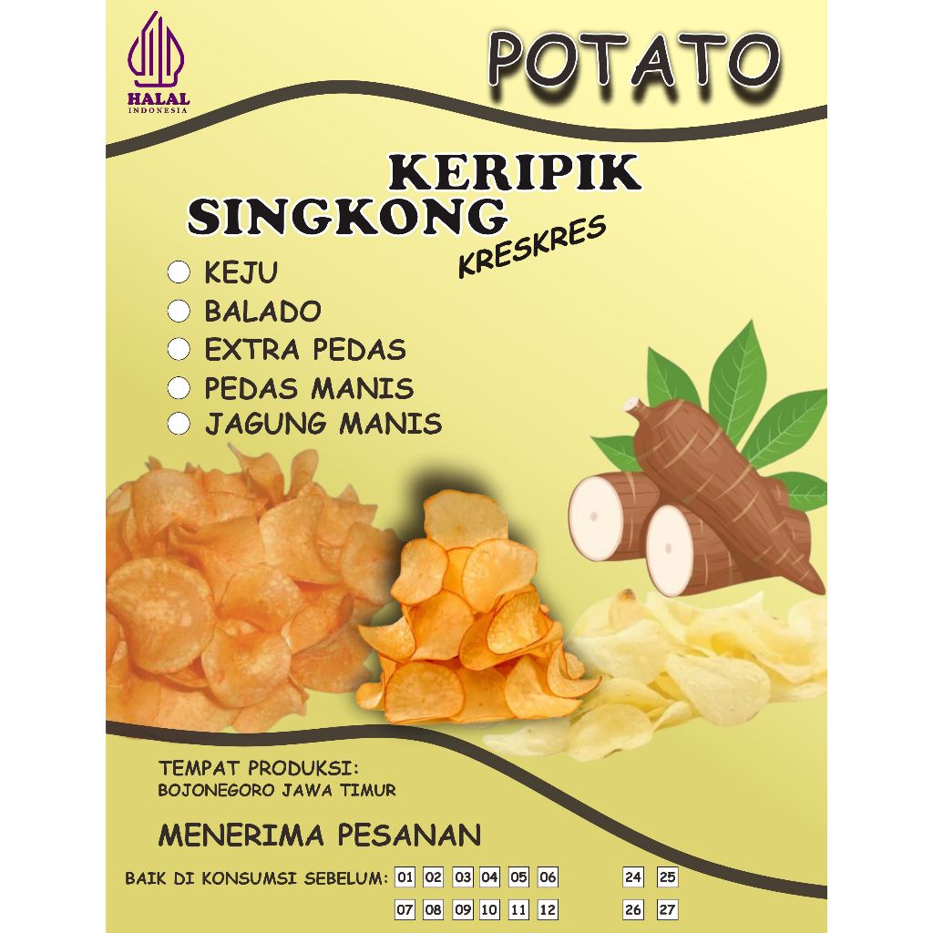 

KRIPIK SINGKONG 50 - 150 gr / KRIPIK SINGKONG / SNACK KILOAN MURAH/ CAMILAN MURAH