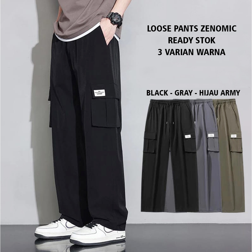 TERLARIS Celana Cargo Oversize - Celana Panjang Pria Loose Pant Baggy Korean Style Jumbo Baju