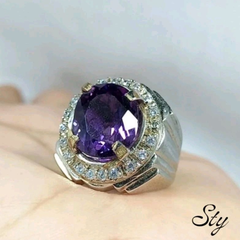 Cincin Batu Kecubung Amethyst Cutting