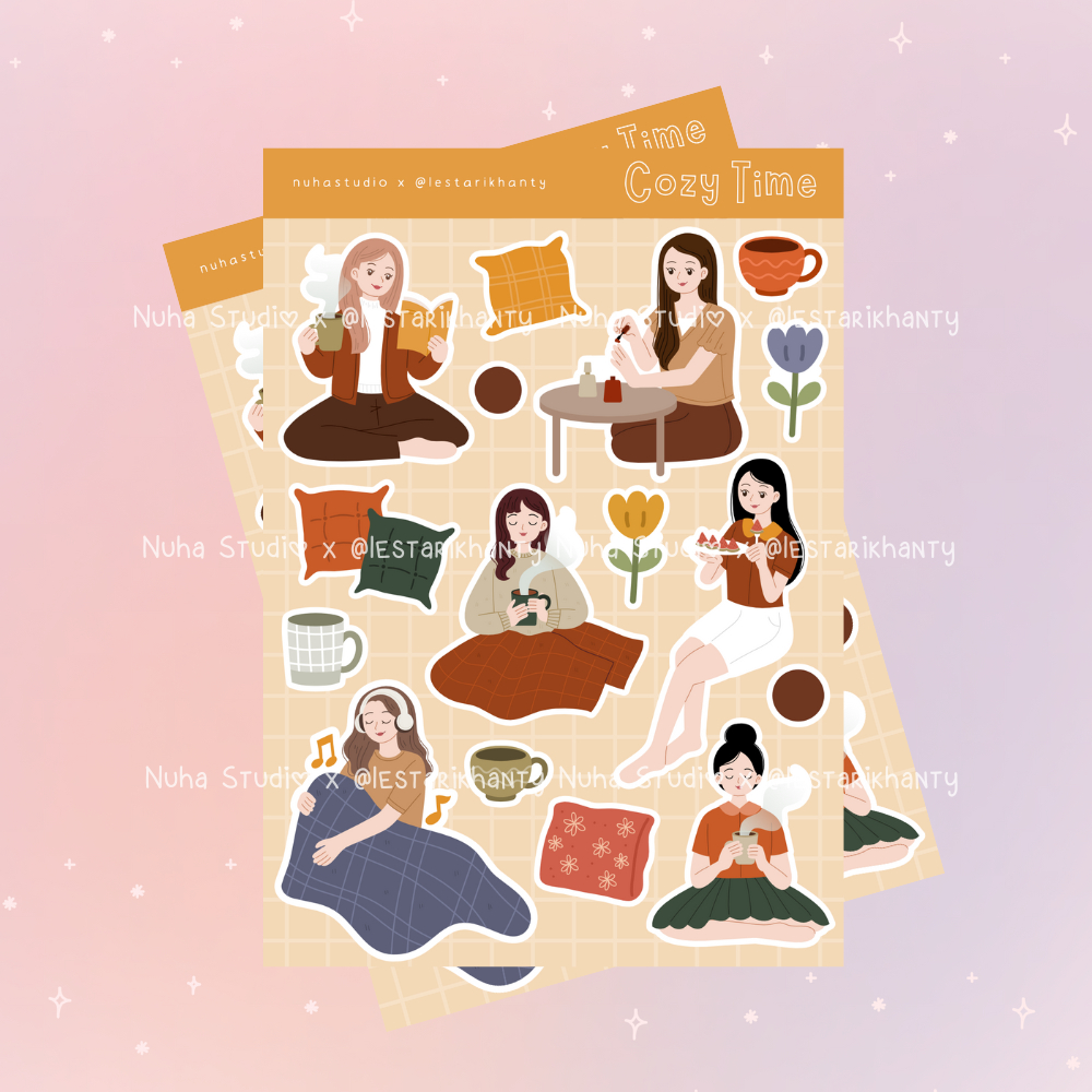 

Sticker by lestarikhanty | Cozy Time Me Cewek Gadis Perempuan Teh Kopi Santai Musik Relax Self Love | Aesthetic Sticker Estetik Stiker HP Laptop Botol Cute Waterproof Scrapbook Di