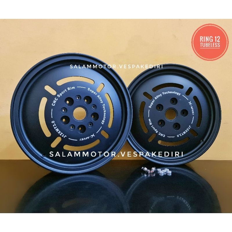 Velg ring 12 BROSS CnC X-MCR1 3.0 ring 12 tubeless vespa klasik upgrade R12 super sprint px ps excel