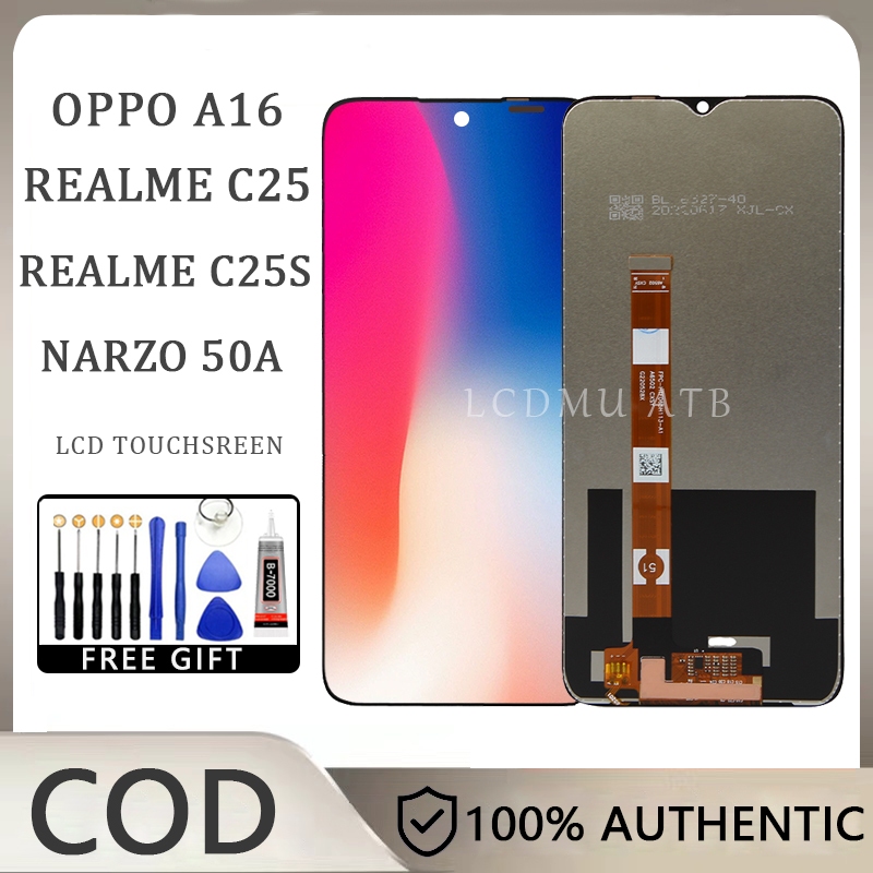 【ORIGINAL】LCD TOUCHSCREEN FULLSET OPPO A16 REALME C25S C25 NARZO 50A - Original 100% LCD BIG GLASS  Original Quality (Garansi 1 tahun)