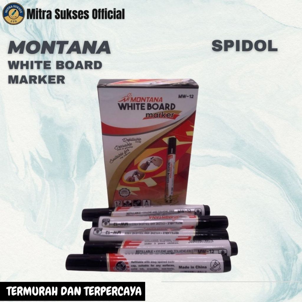 

SPIDOL WHITE BOARD MONTANA MW-12 HITAM 1PACK (12pcs)