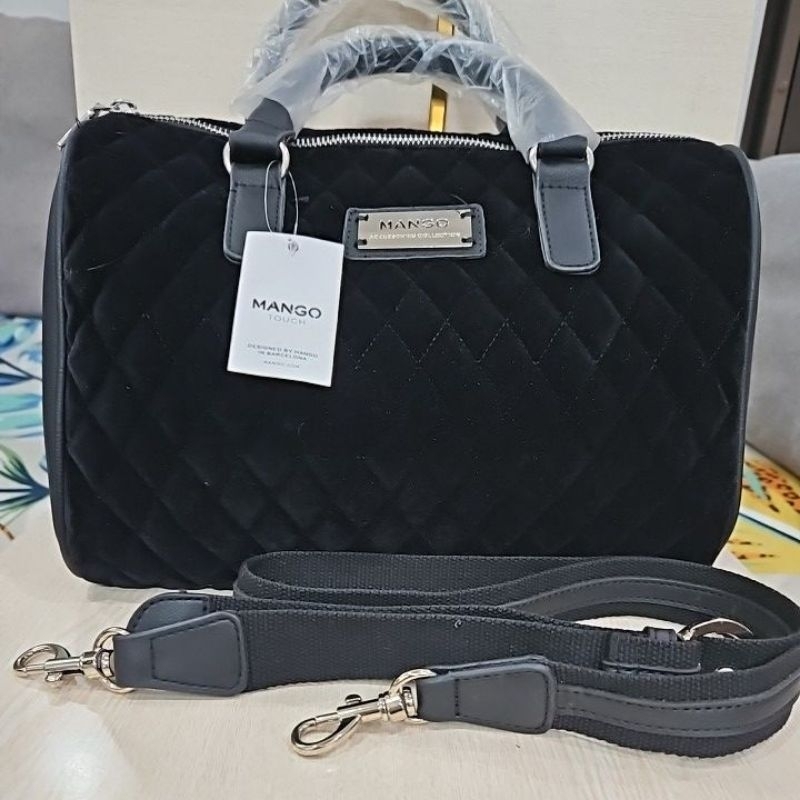 NEW Shoulder Bag Mango Speedy Velvet Black