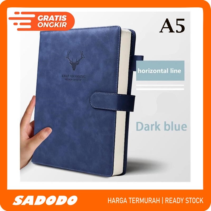 

SADODO Buku Catatan Notebook Cover Kulit Magnetic A5-Dark Blue-180 Lbr