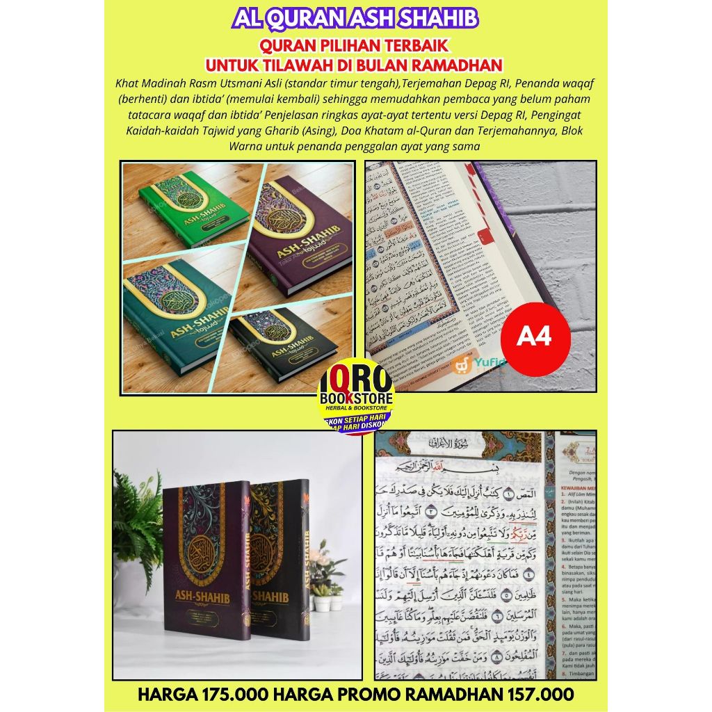AL-QURAN UTSMANI + WAQAF IBTIDA’ AS-SHAHIB BESAR (A4)