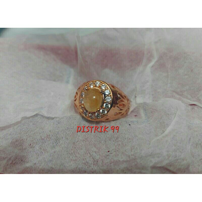 batu akik yellow safir mini 7x6 ring 16