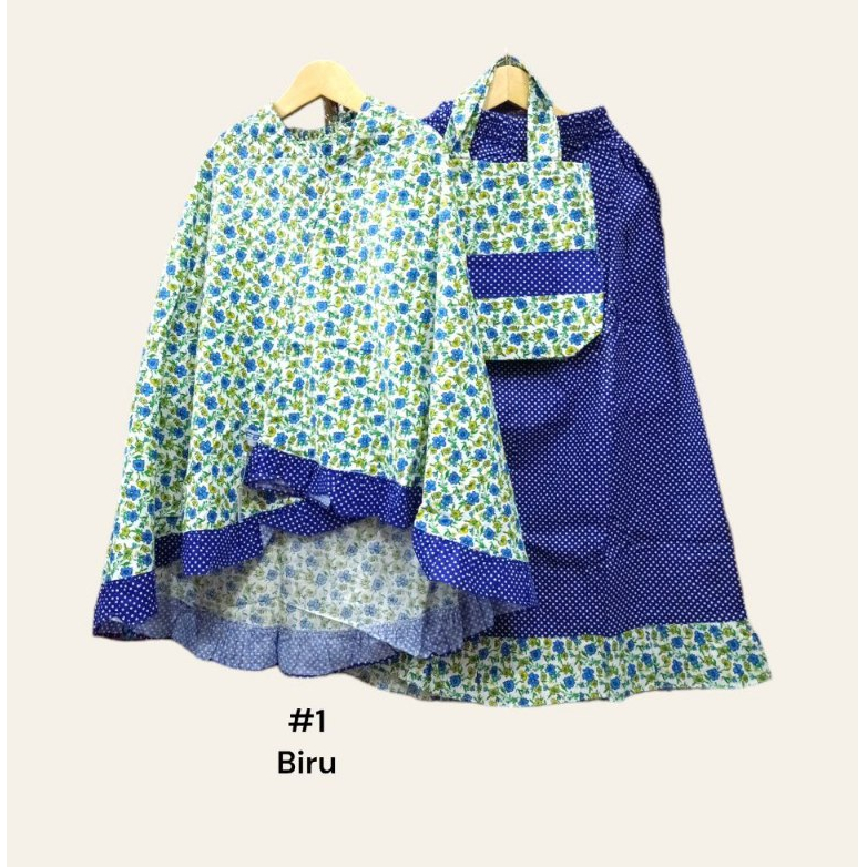 Mukena anak perempuan umur 6 - 8 tahun bahan katun motif bunga