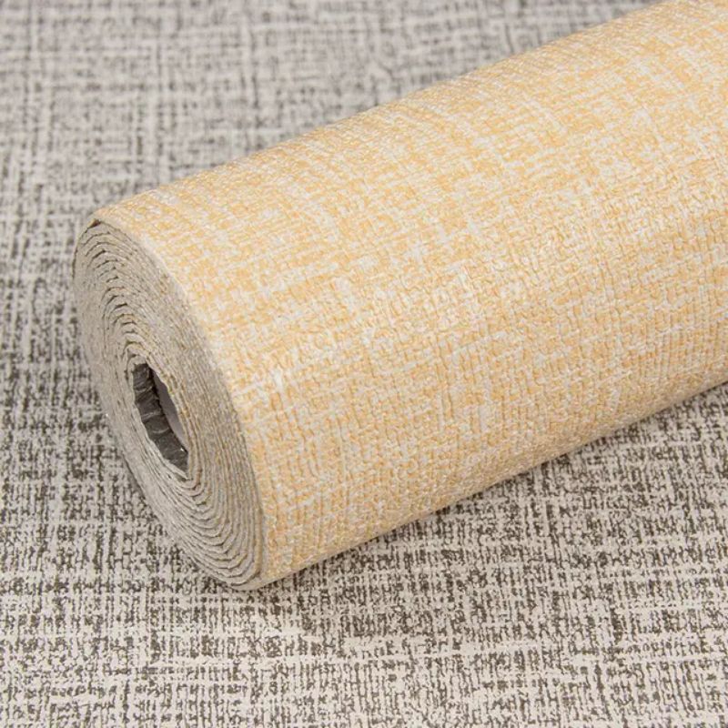 Wallpaper Dinding Linen Foam EMBOSS Roll Kuning Serat Kain Alumunium Foil Wallpaper Sticker Dekorasi