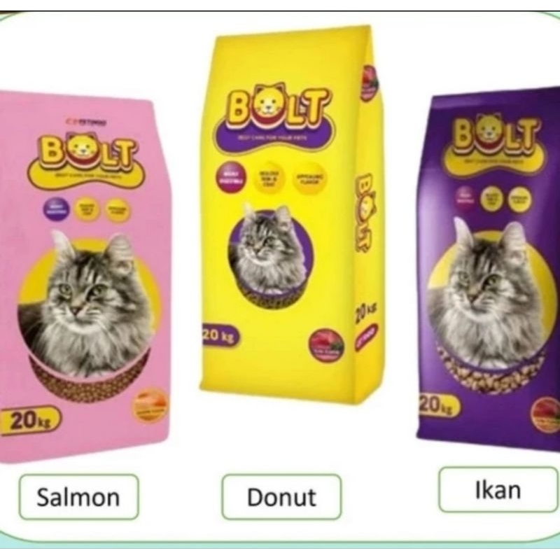 Pakan Makanan Kucing Cat Food Bolt 20 kg Kibble 20kg Tuna Salmon Donat