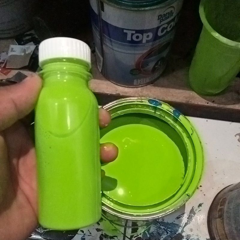 Cat Hijau Cerah / Cat Kuning Cerah / Cat oplosan / Cat mobil / Cat Hijau Cerah 200ml